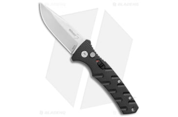 Image of Boker Mini Strike Automatic Folding Knife, 2.625in, D2, Drop Point Blade, Aluminum Black Handle, Steel/Black, 6.375in, BHQ-99628