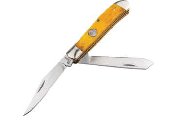 Image of Boker Traditional Series 2.0 Mini Trapper Folding Knife, 3.5in Closed, D2 Tool Steel, Clip/Spey Blades, Yellow Smooth Bone Handle, 110851