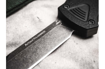 Image of Boker Plus Kalashnikov OTF Bowie Automatic Folding Knife, 3.54in, D2, Aluminum Black Handle, 06EX350