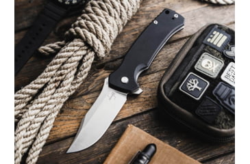 Image of Boker Plus M.E.R.K. 1 Folding Knife, 5in Closed, 3.63in Satin D2 Tool Steel Blade, Black G10 Handle, 01BO552