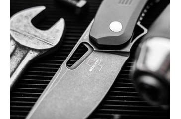 Image of Boker Plus Nahal Black Folding Knife, 4.63in Closed, 3.13in Black Stonewash D2 Tool Steel Blade, Black Aluminum Handle, 01BO628