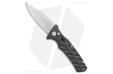 Image of Boker Plus Strike Bowie Automatic Folding Knife, 3.25in, D2, Clip Point Blade, Aluminum Black Handle, Steel/Black, 7.875in, BHQ-97034
