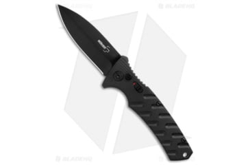 Image of Boker Plus Strike Dagger Automatic Folding Knife, 3.25in, D2, Dagger Blade, Aluminum Black Handle, Black/Black, 7.875in, BHQ-97035