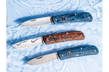 Image of Boker Plus Tech Tool Folding Knife, 3.63in Closed, 2.88in Satin 12C27 Sandvik Stainless Steel Blade, Orange G10 Handle, Damascus Pattern Handle, 01BO558