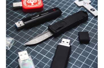 Image of Boker Plus USB OTF Automatic Folding Knife, 1.77in, D2, Aluminum Black Handle, 06EX270