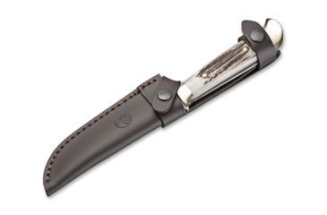 Image of Boker RangerS Nicker Stag Fixed Blade Knife, 4.3in, N690, Nickel Silver, Uncoated, Brown, 120517