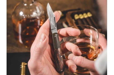 Image of Boker Solingen Barlow Integral Folding Knife, 2.64in, Damascus, Desert Ironwood, Micarta Olive Handle, 100501DAM