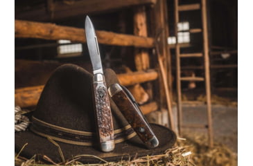 Image of Boker Solingen Cattle Folding Knife, 3.23in, N690, Curly Birch Wood, Nickel Silver Brown Handle, 110910