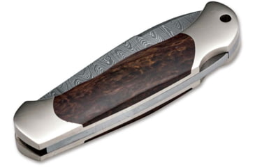 Image of Boker Solingen Junior Scout Folding Knife, 2.76in, Damascus, Curly Birch Wood, Nickel Silver Brown Handle, 111920DAM