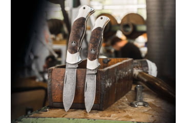 Image of Boker Solingen Junior Scout Folding Knife, 2.76in, Damascus, Curly Birch Wood, Nickel Silver Brown Handle, 111920DAM