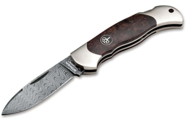 Image of Boker Solingen Junior Scout Folding Knife, 2.76in, Damascus, Curly Birch Wood, Nickel Silver Brown Handle, 111920DAM