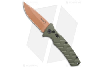 Image of Boker Strike Desert Warrior Automatic Folding Knife, 3.25in, D2, Drop Point Blade, Aluminum OD Green Handle, Copper/OD Green, 7.875in, BHQ-70998