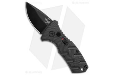 Image of Boker Stubby Strike CA Legal Automatic Folding Knife, 1.875in, D2, Drop Point Blade, Aluminum Black Handle, Black/Black, 5.325in, BHQ-99647