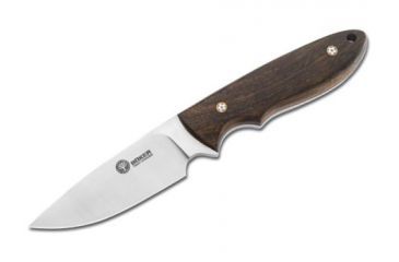 Image of Boker USA Arbolito Pine Creek Wood Fixed Blade Knife, Guayacan Ebony Wood Handle w/ Leather Sheath 02BA701G