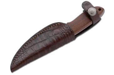 Image of Boker USA Arbolito Pine Creek Wood Fixed Blade Knife, Guayacan Ebony Wood Handle w/ Leather Sheath 02BA701G