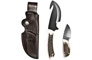 Image of Boker USA Arbolito Guides Combo Set of Gut Hook Stag Knives w/ Sheath 02BA5130HH