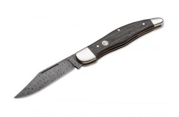 Image of Boker USA Boker 20-20 Classic Damascus Folding Pocket Knife,3.9in Damascus Steel Blade,Bog Oak Wood Brown Handle 112021DAM