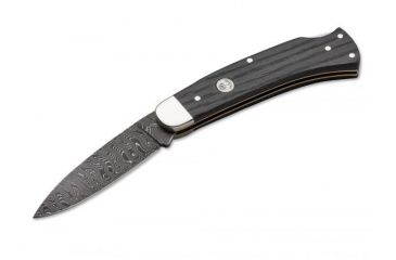 Image of Boker USA Boker Fellow Classic Damascus Folding Pocket Knife,3.3in Damascus Steel Blade,Bog Oak Wood Brown Handle 111045DAM