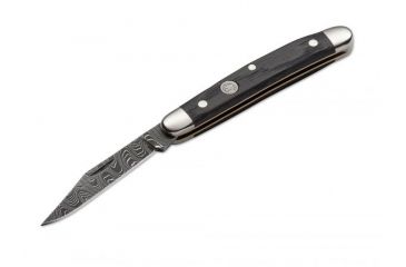 Image of Boker USA Boker Pen Knife Classic Damascus Folding Pocket Knife,2.0in Damascus Steel Blade,Bog Oak Wood Brown Handle 118287DAM