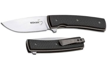 Image of Boker USA Boker Plus FR CF Folding Pocket Knife,2.8in VG-10 Steel Blade,Carbon Fibre Black Handle, 01BO743