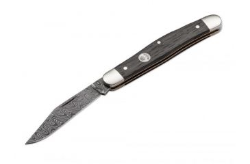 Image of Boker USA Boker Stockman Classic Damascus Folding Pocket Knife,2.9in Damascus Steel Blade,Bog Oak Wood Brown Handle 117477DAM