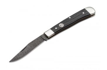 Image of Boker USA Boker Trapper Classic Damascus Folding Pocket Knife,3.3in Damascus Steel Blade,Bog Oak Wood Brown Handle 112545DAM