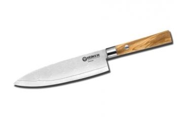 Image of Boker Solingen Damascus Olive Utility Knife, 6 1/8in, Pakkawood Handle 130439DAM