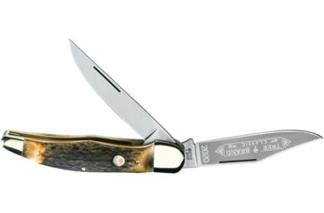 Image of Boker USA Folding Hunter Stag Folding Knife w/ Leather Sheath 112020HH