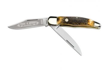 Image of Boker USA Folding Hunter Stag Folding Knife w/ Leather Sheath 112020HH
