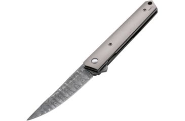 Image of Boker USA Kwaiken Damascus Folding Knife,3.5in,Damascus Steel,Standard Edge,Gray,Titanium Handle BOP01BO297DAM