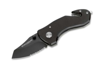 Image of Boker Magnum Compact Rescue Folding Knife, 1.88 in, 440A Stainless Steel, Partially Serrated Blade, Textured Aluminum, Black Handle, 3.5 in Closed, 01MB456