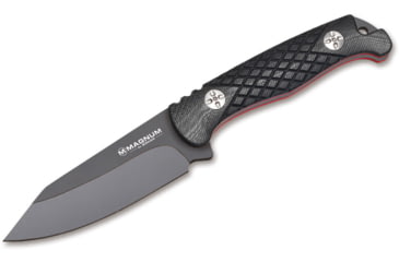 Image of Boker Magnum Life Knife Fixed Blade Knife, 3.94 in, 440A Stainless Steel, Clip Point Blade, G10 Black Handle, 02MB201