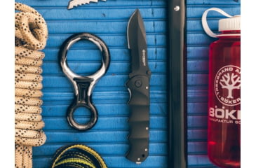 Image of Boker USA Magnum Stealth Tactical Folding Knife, 5.13in Closed, 3.75in, 440 SS, Black Partially Serrated Modified Spear Point Blade, Black Aluminum Handle, 01RY247