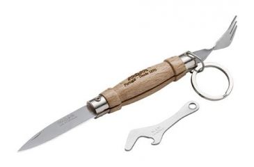 Image of Boker USA MAM AISI 420 Stainless Steel Folder Knife, Canivete Com Garfo w/ Fork, Keychain, Bottle Opene, 2.26in. Blade 01MM009