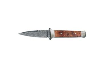 Image of Boker USA Solingen Leopard Damascus Boot Knive, Damascus 3 1/4in Blade, Amboina Burl Wood Handle, 120515DAM