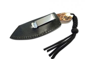 Image of Boker USA Plus Vox Rhino Stag Fixed Blade Multifunctional Knife w/ Leather Sheath and Lanyard 02BO269