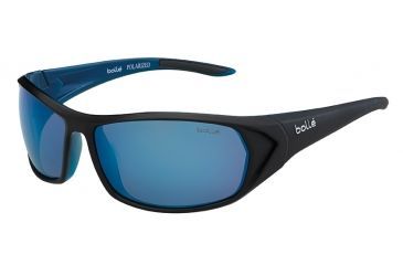 Image of Bolle Blacktail Sunglasses, Shiny Black/Blue Frame, Polarized Offshore Blue Oleo AR Lens, 12031