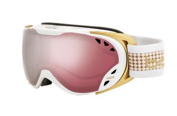 Image of Bolle Duchess Ski/Snowboard Goggles,White and Gold Frame,Vermillon Gun Lens 21138