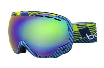 Image of Bolle Emperor Ski/Snowboard Goggles,Blue and Green Argyle Frame,Green Emerald Lens 21305