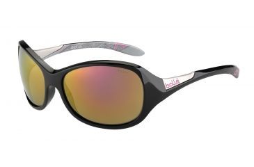 Image of Bolle Grace Sunglasses,Shiny Black/Silver Frame,Rose Gold Round Lens 12101