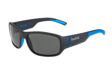 Image of Bolle Heron Single Vision Prescription Sunglasses, Matte Black / Blue Frame, Polarized, 12378SV