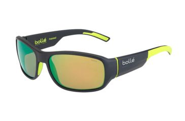 Image of Bolle Heron Single Vision Prescription Sunglasses, Matte Dark Grey / Yellow Frame, Polarized, 12380SV