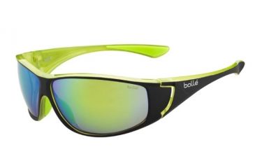 Image of Bolle Highwood Sunglasses, Shiny Black/Lime Frame, Brown Emerald Lens, 12025