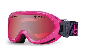 Image of Bolle Nebula Kids Ski Goggles - Shiny Pink Stripes Frame and Vermillon Gun Lens 20985