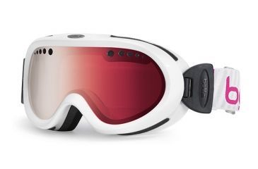 Image of Bolle Nebula Kids Ski Goggles - Shiny White Stripes Frame and Vermillon Gun Lens 20984