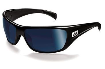 Image of Bolle Cobra Sunglasses 11324, Shiny Black Frame, Polar Off Shore Blue Lens