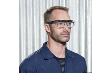 Image of Bolle Tryon OTG Safety Glasses, Black Blue Frame, Clear Lens, 40306