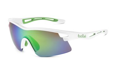 Image of Bolle Vortex Single Vision Prescription Sunglasses, Green Edge Shiny White Frame-11733SV