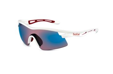Image of Bolle Vortex Single Vision Prescription Sunglasses, Shiny White / Red Frame-11411SV