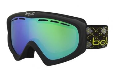 Image of Bolle Y6 OTG Ski/Snowboard Goggles,Matte Black and Lime Frame,Green Emerald Lens 21371